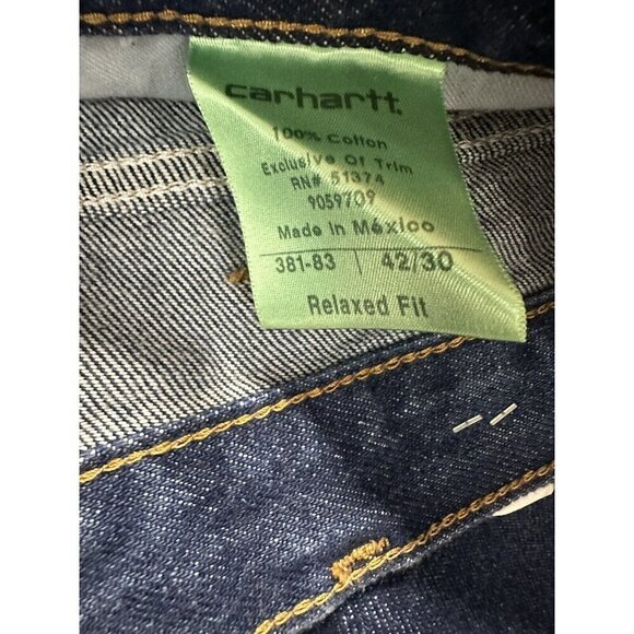 Carhartt 381-83 Mens Denim Relaxed Fit Work Jeans Size 42 X 30 NEW - Picture 3 of 7